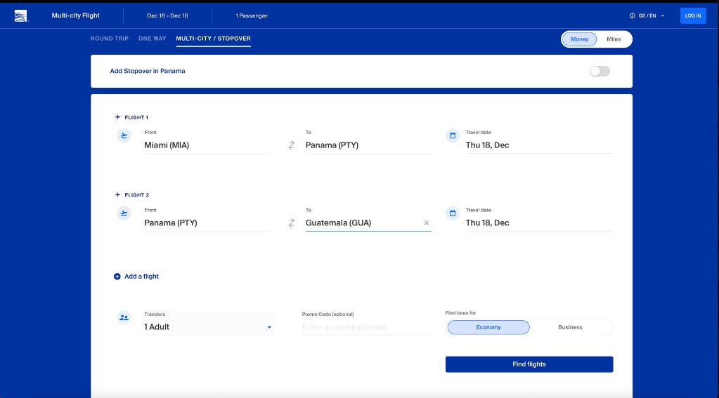 Multi City Search Interface